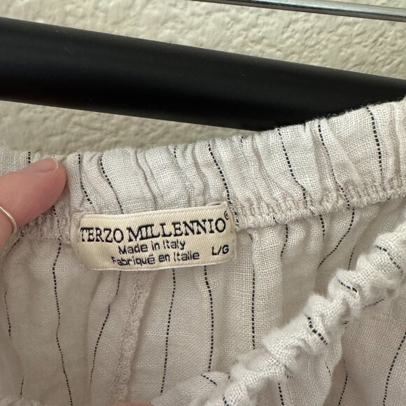 Terzo Millennio Italian Linen Pinstripe Pants Size Large - Picture 3 of 6